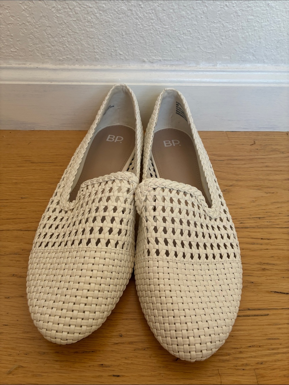 BP Nordstrom Cream Woven Slip-On Loafers